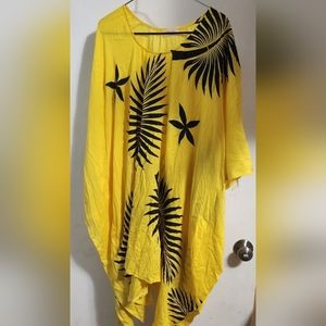 Unique Island Patterns Batik Tunic Yellow/Black